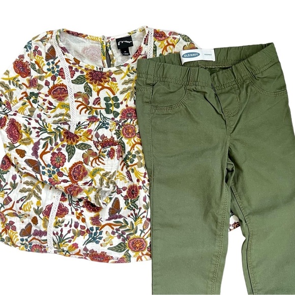 Fall Floral Top & Jeggings / Pull-on Pants Set Size 4T - Picture 8 of 8